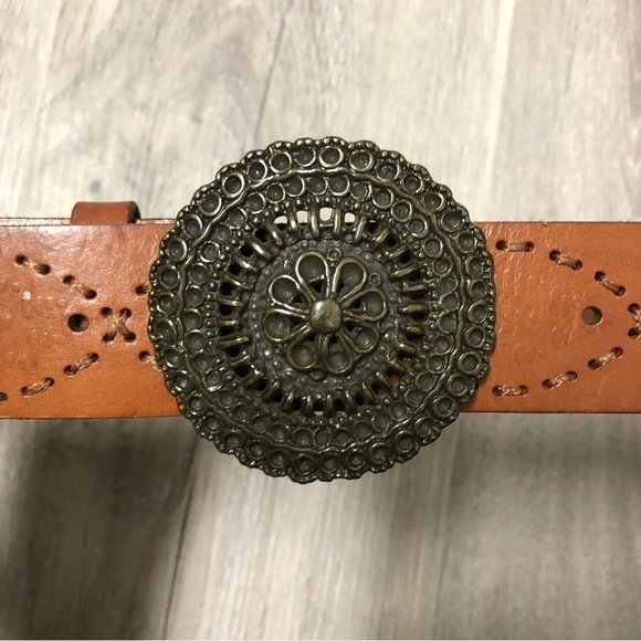 Fossil Vintage Wide Leather Belt with Circle Belt Brass Buckle Size Medium main image 7